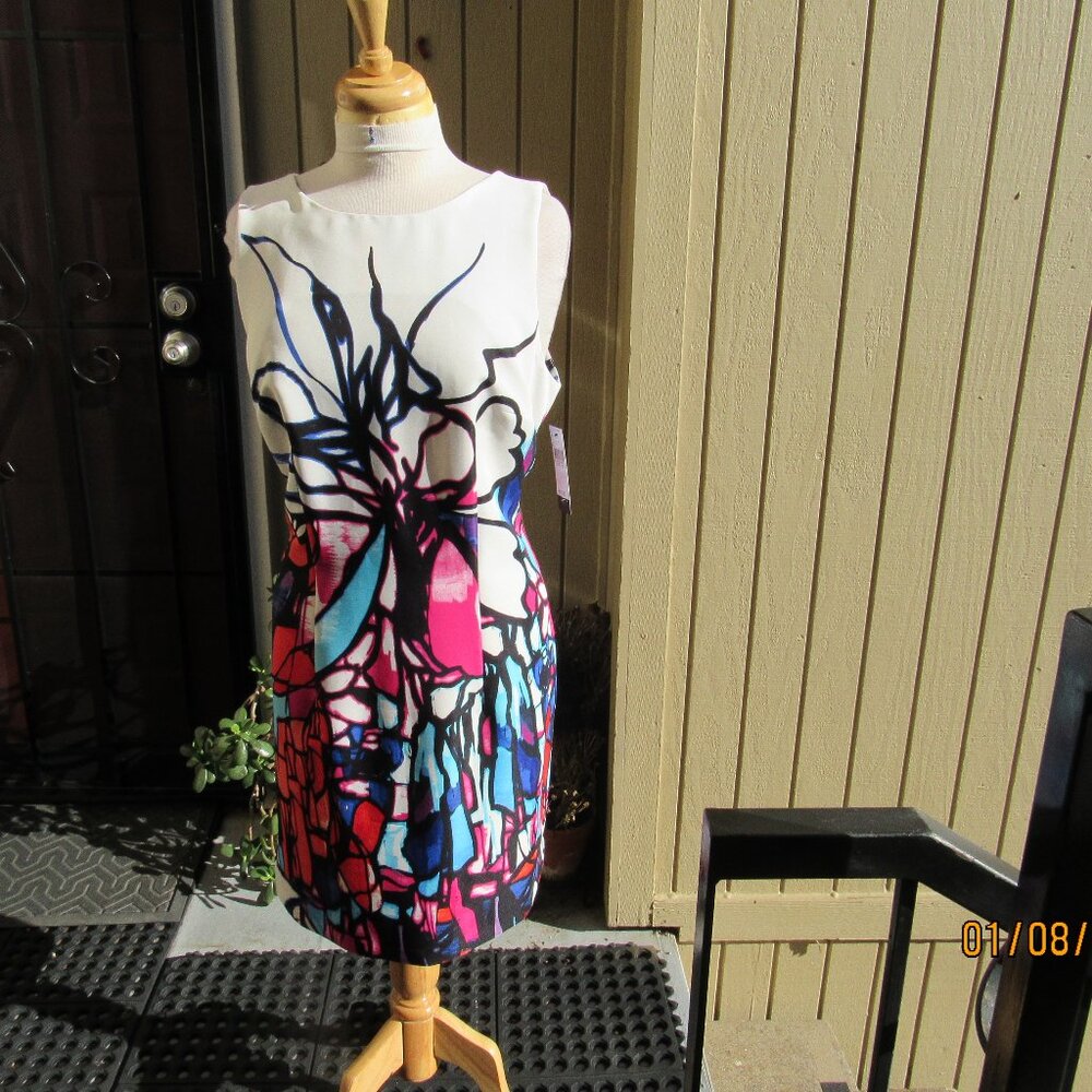 #783  NEW WOMAN'S COLORFUL PRINT DRESS BY AGB DRESS  (SIZE 16)